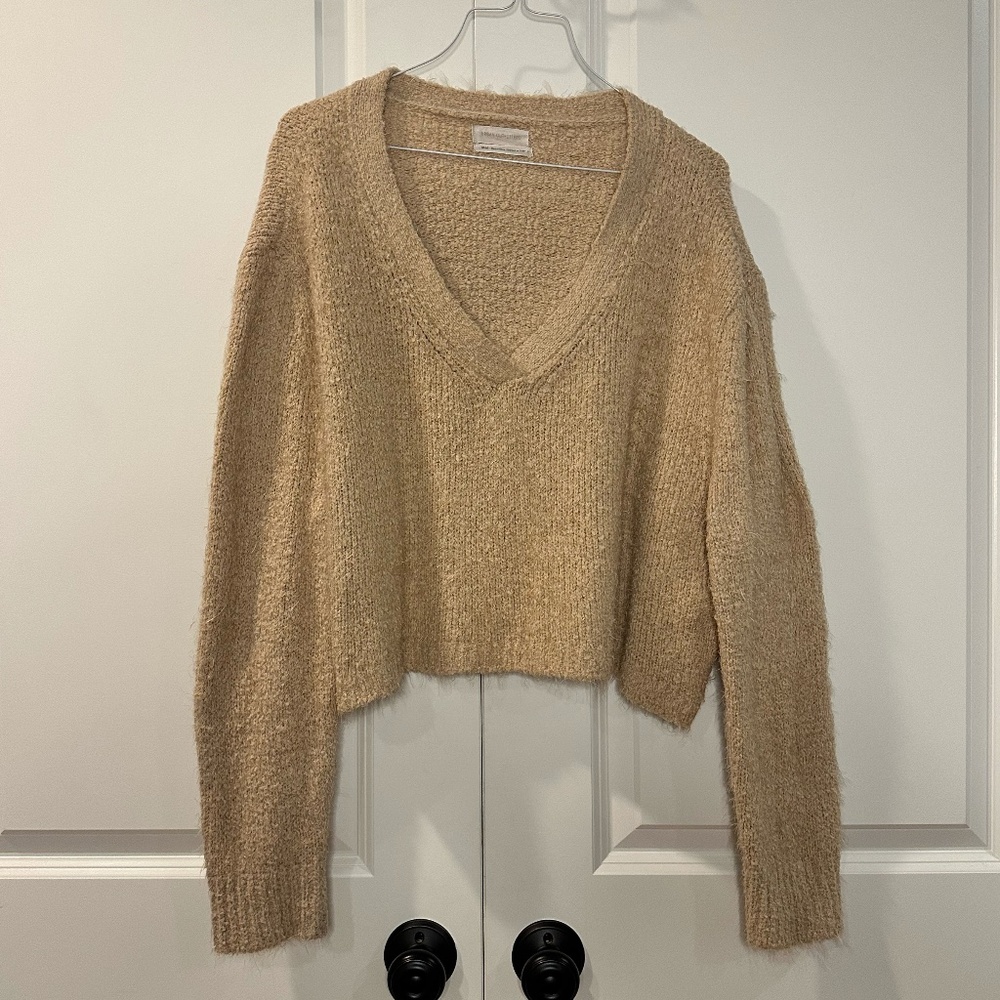 Tan Cropped Urban Outfitters Sweater Size M